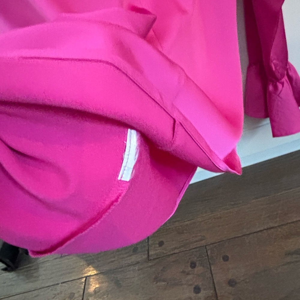 J. Crew Fuchsia Satin Silky Blouse Pink Size Large Ruffle Feminine - Picture 4 of 4